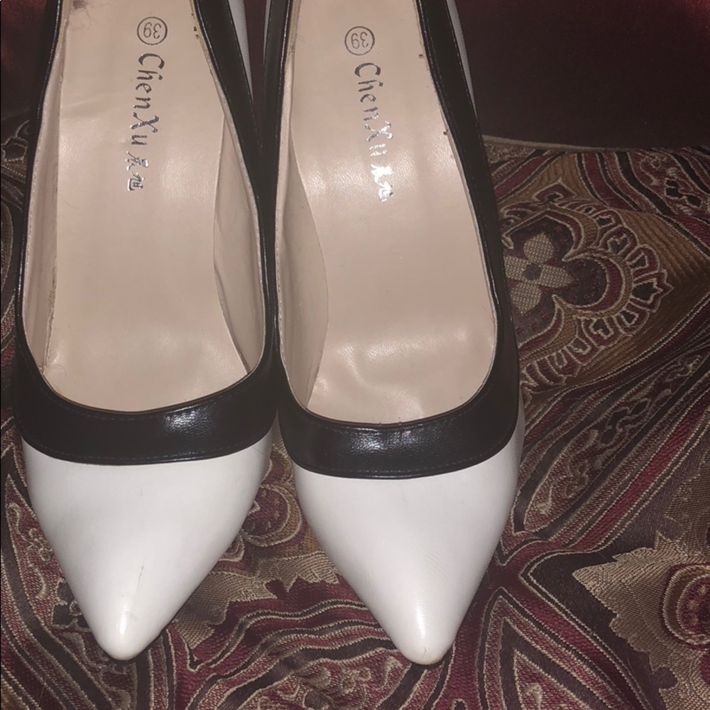 Black and white shoes